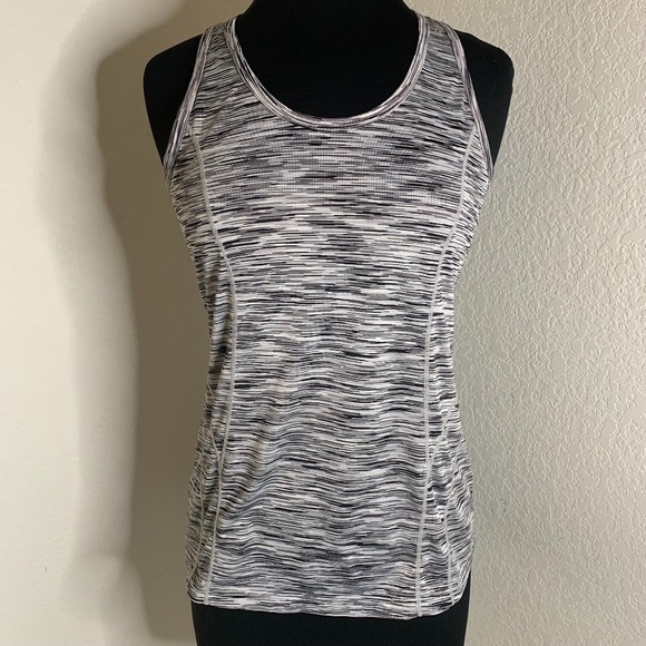 Reebok Gray White Black Racerback Work Out Tank 100% Polyester Size Medium(1136) - Picture 1 of 10